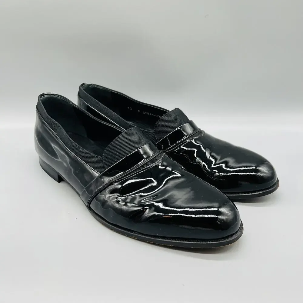 Bostonian Shoes Mens 12 Black Patent Leather Florentine Loafer Made Italy Vtg